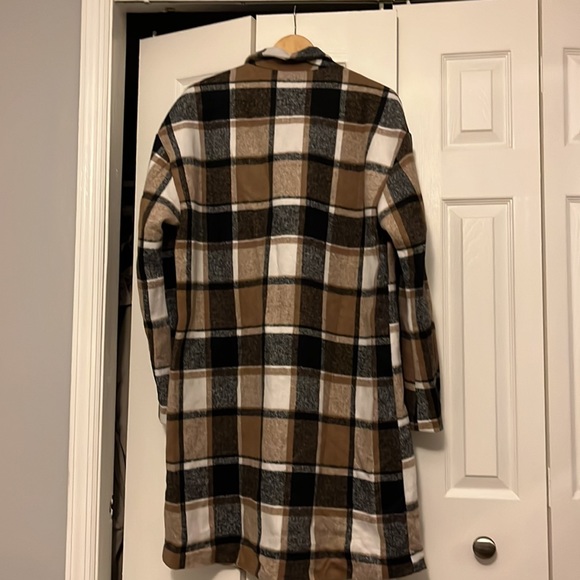 Never used Gray/Brown/White pea coat - Picture 2 of 2